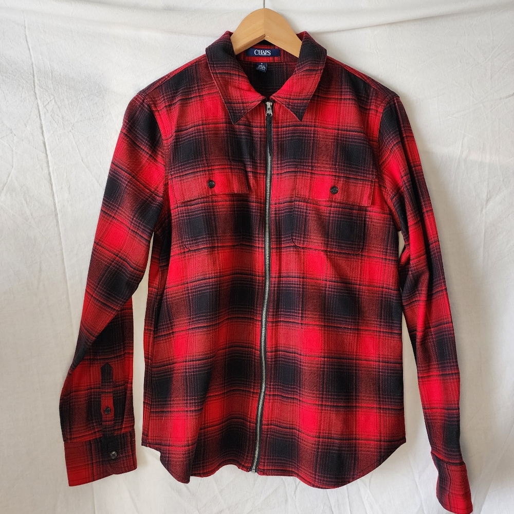 Champs Red & Black Plaid Zippered Jacket/Shirt